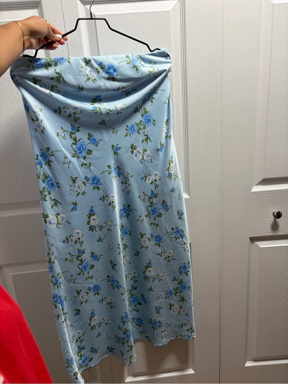Altar'd State Soft Blue Floral Midi Skirt